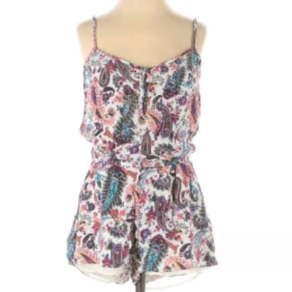 American Eagle Outfitters Vibrant Multicolor Paisley Romper - Small